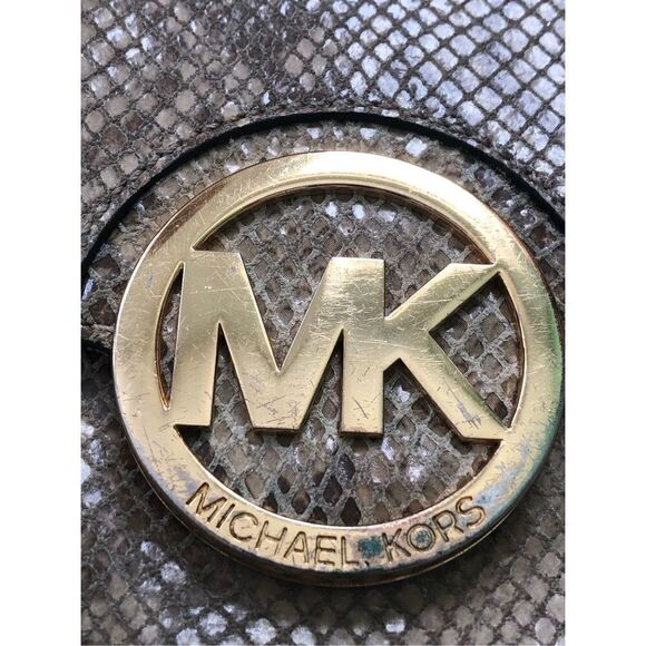 Michael Kors Women's Snakeskin Leather Crossbody Bag Tan - Picture 4 of 4